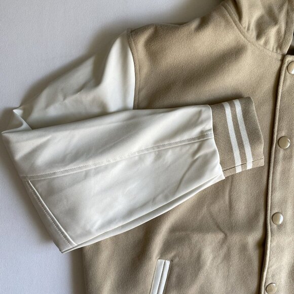 NEW True Religion Jacket Varsity Budda Men Tan White Hood Fwux‎ Leather size L - Picture 3 of 7